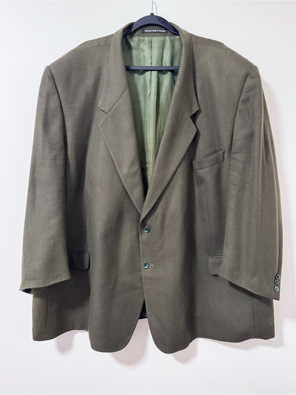 Vintage 70s Lambswool Alpaca Tweed Blazer Jacket 60R Big Tall Olive Green Blazer